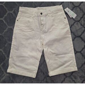 NWT Guess Eco White Denim Bermuda Shorts with Rolled Hem/Size 18*(see pictures a